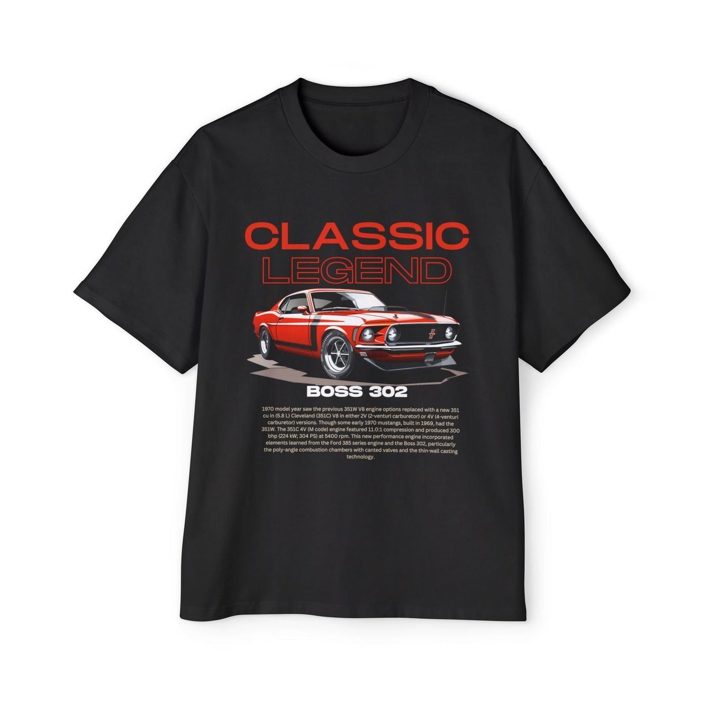 Classic Red Ford Mustang Oversized T-Shirt | Vintage Muscle Car Apparel - FMB - M001 - Petrosexuals