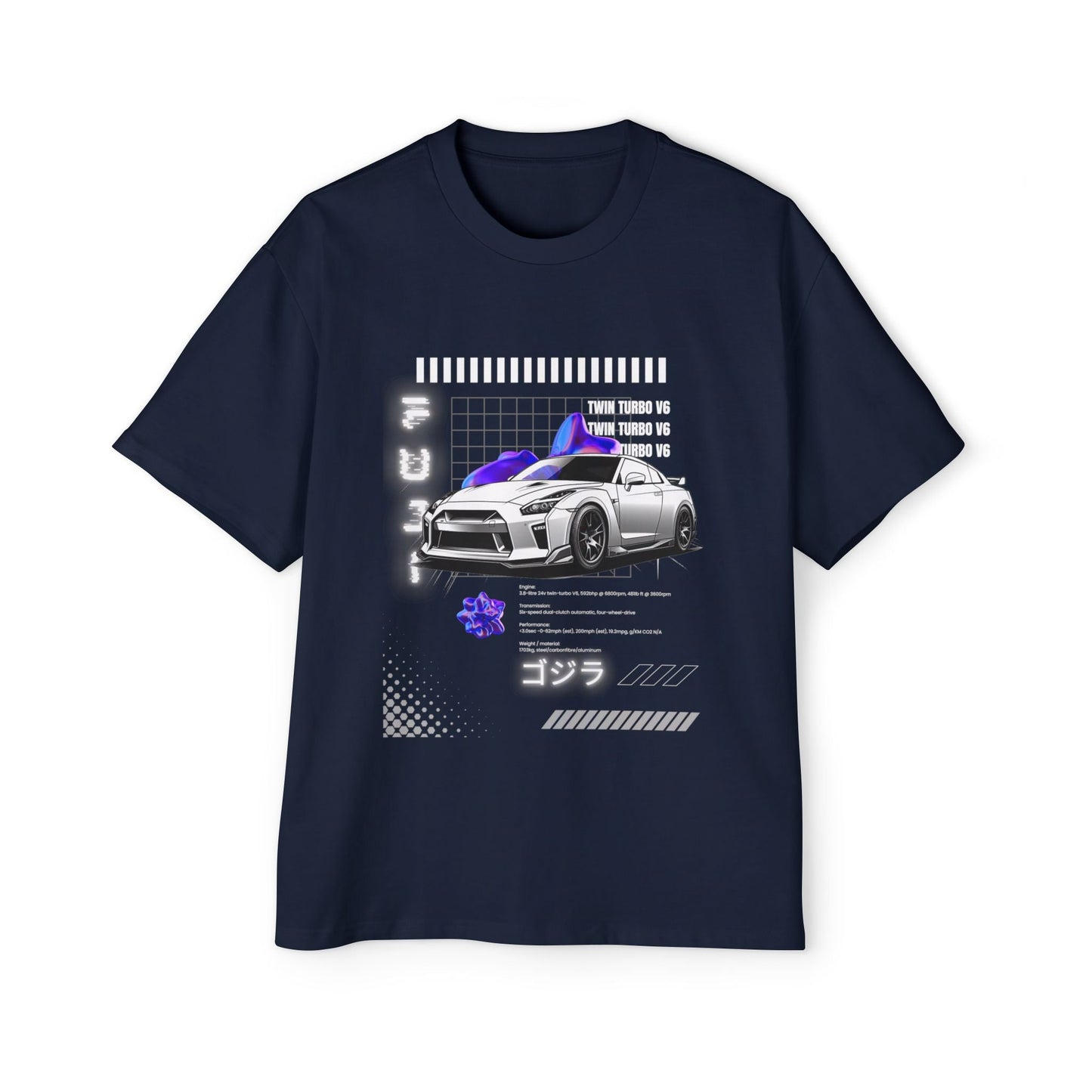 White Nissan GT - R R35 Oversized T-Shirt | NGTR35 - OM002 - Petrosexuals