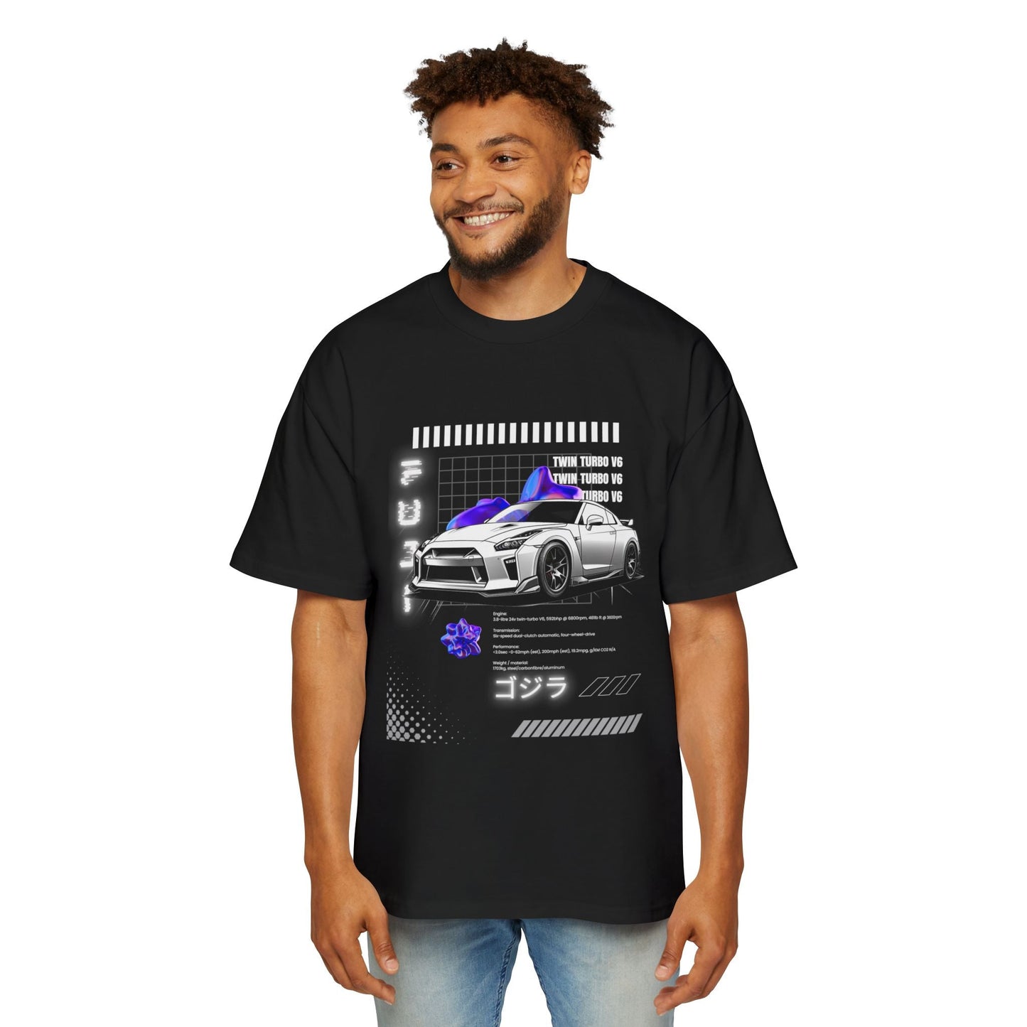 White Nissan GT - R R35 Oversized T-Shirt | NGTR35 - OM002 - Petrosexuals