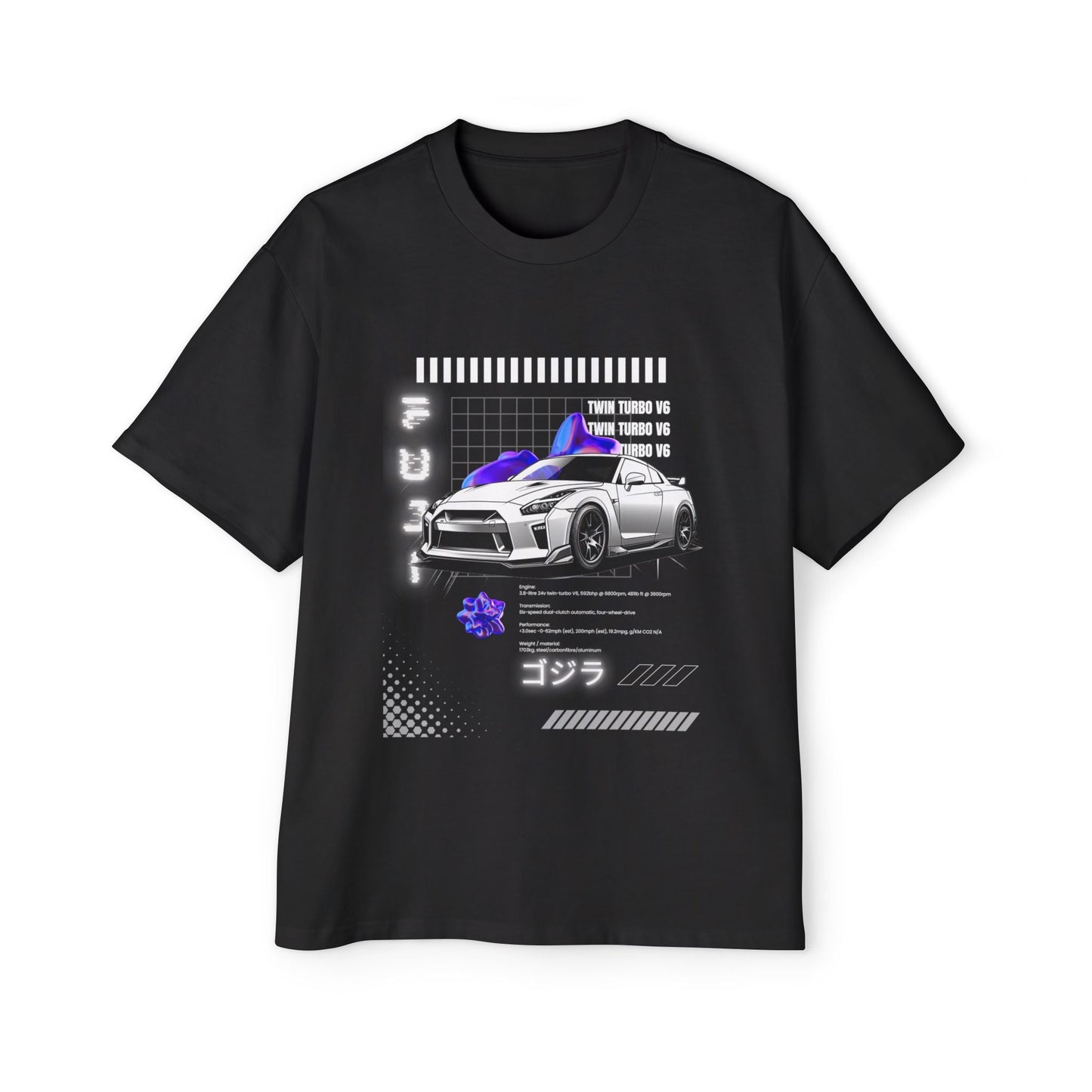 White Nissan GT - R R35 Oversized T-Shirt | NGTR35 - OM002 - Petrosexuals