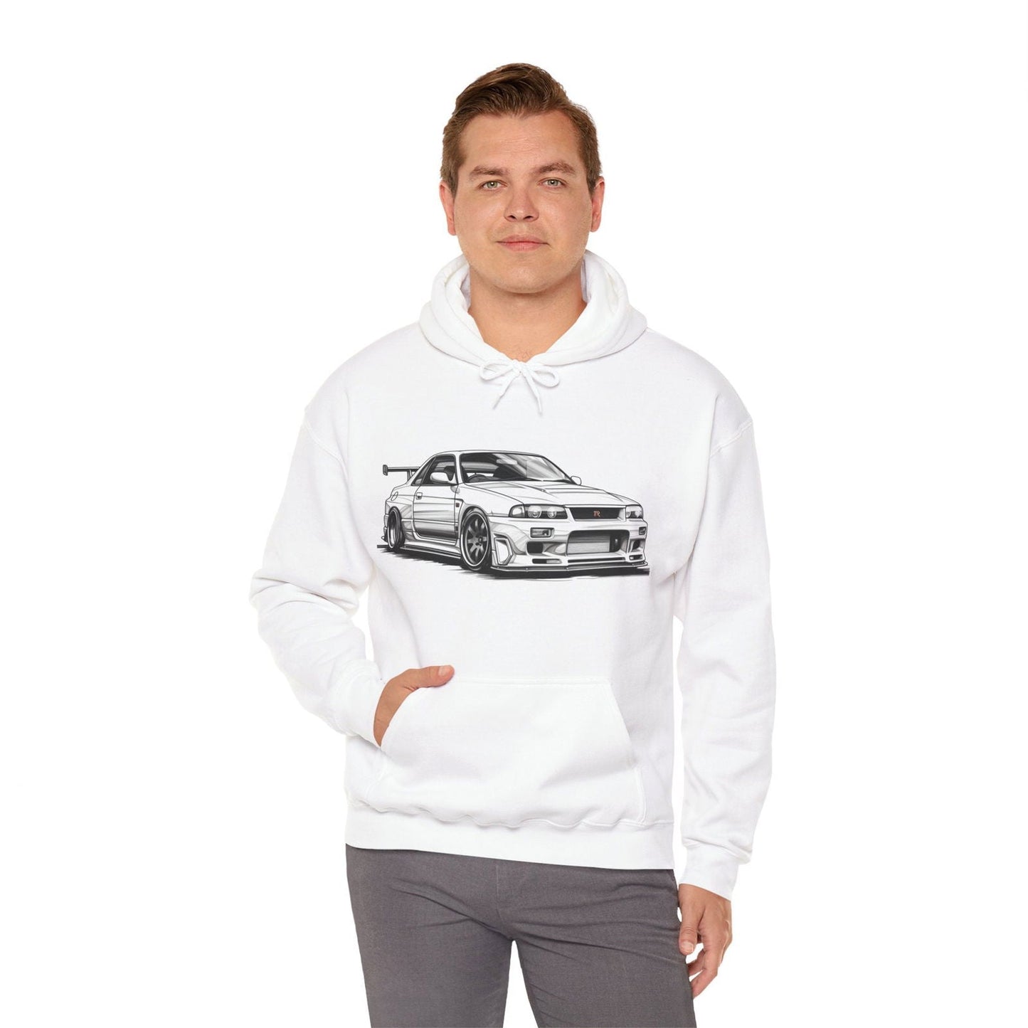 White Nissan R34 GTR 5 Unisex Hoodie | NGTR34 - UH002 - Petrosexuals