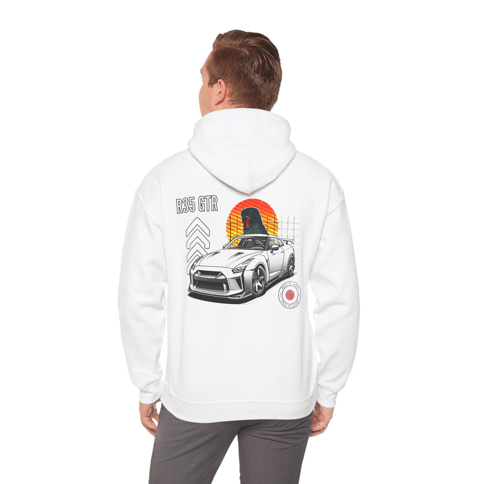 White Nissan R35 GT - R Hoodie | NGTR35 - UH005 - Petrosexuals