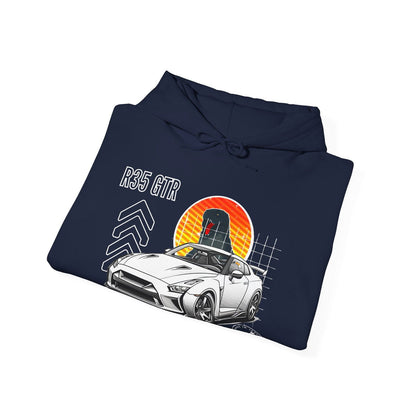 White Nissan R35 GT - R Hoodie | NGTR35 - UH005 - Petrosexuals